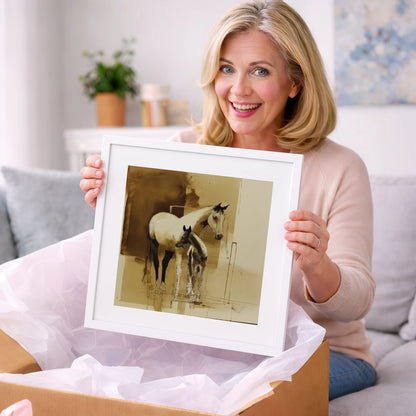 Sepia Shadows - mare & foal art gift idea for horse lovers