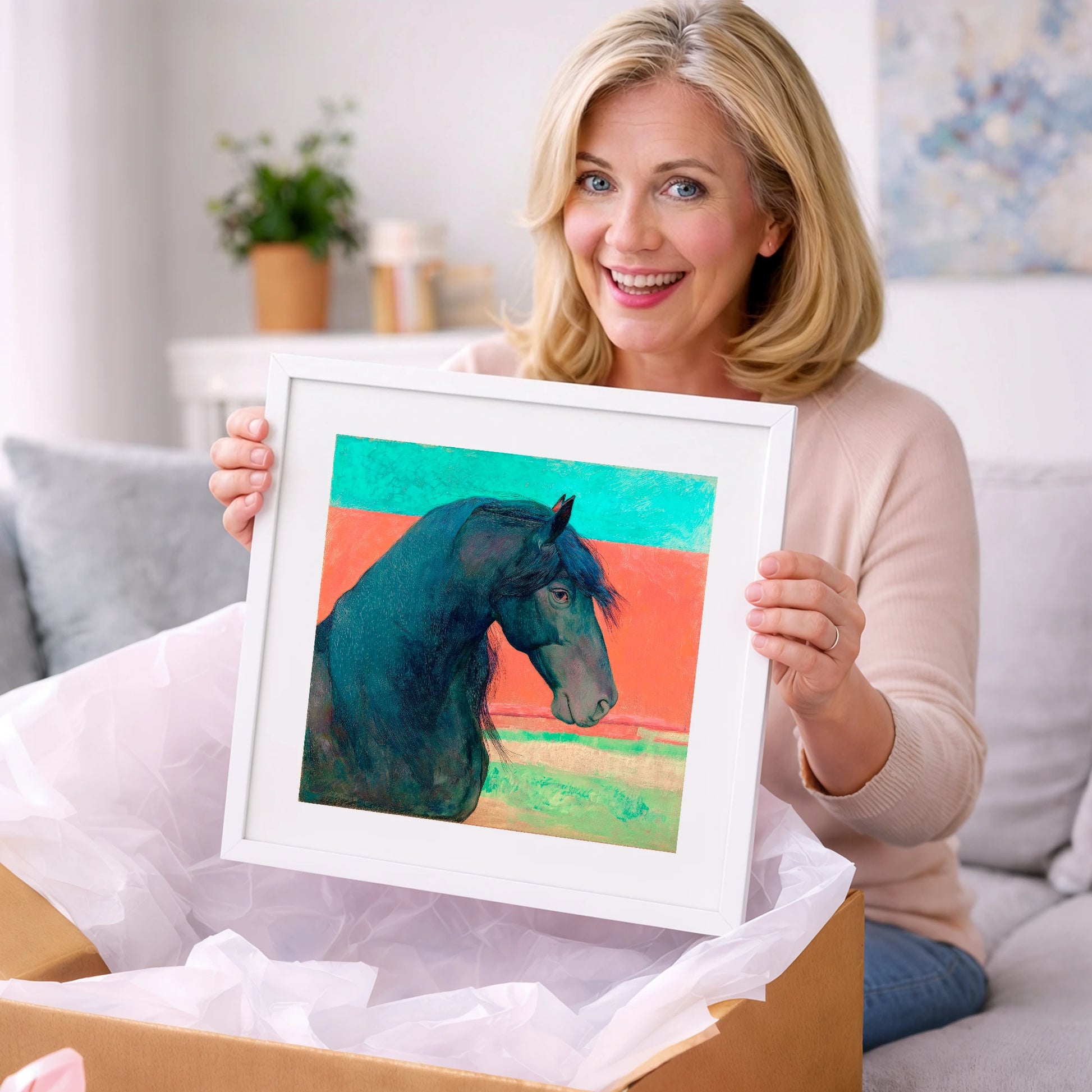 Crimson Horizon Friesian - horse breed art gift idea for horse lovers