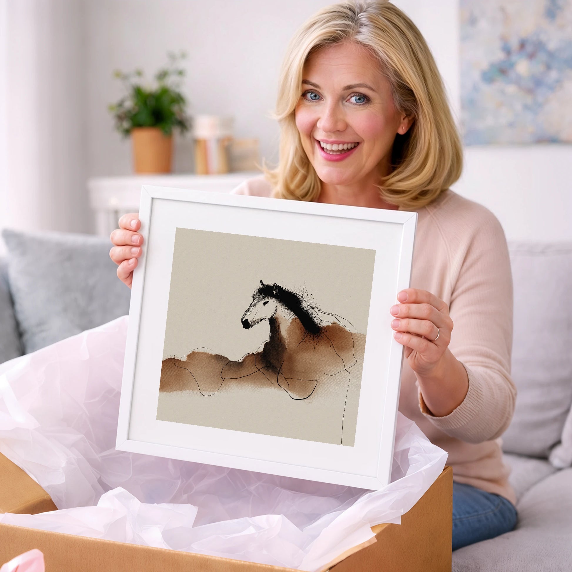 Fluid Sepia Profile - horse portrait art gift idea for horse lovers