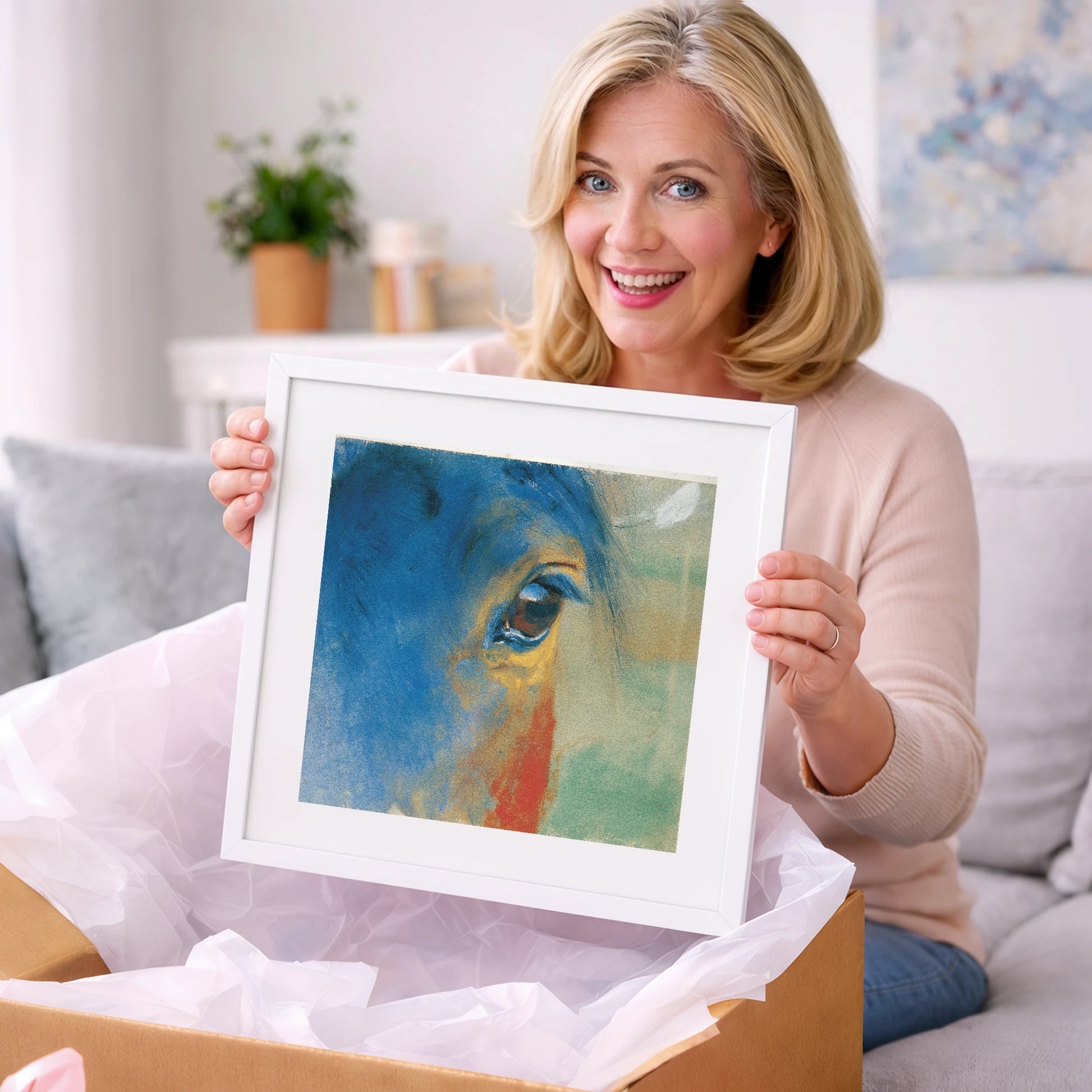 The Cerulean Gaze - horse portrait art gift idea for horse lovers