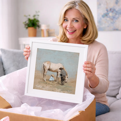 Sunlit Companions - horse & rider art gift idea for horse lovers