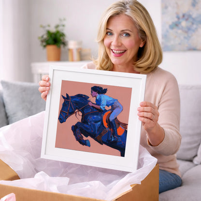 Indigo Flight - show jumping horse art gift idea for horse lovers