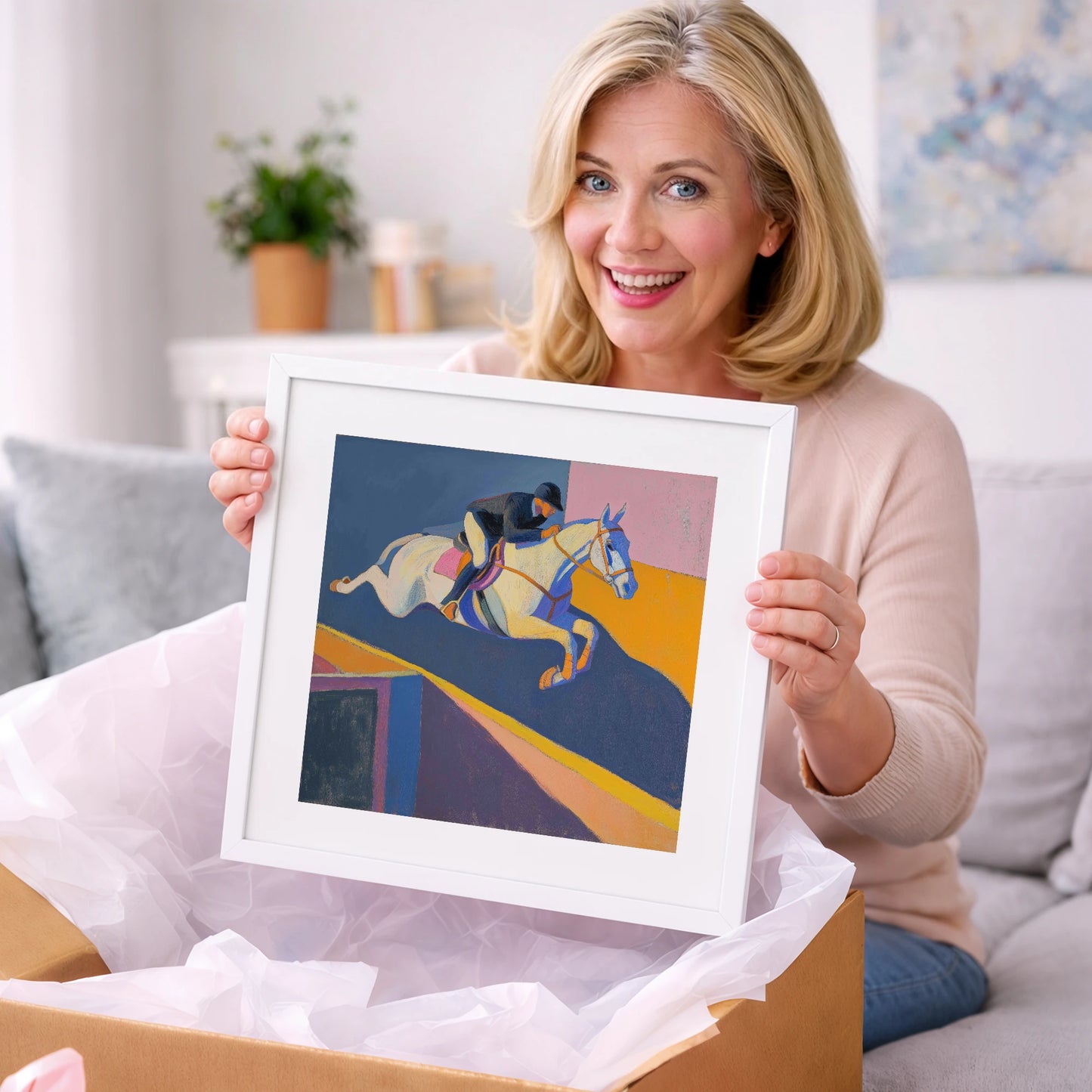 Bold Flight - show jumping horse art gift idea for horse lovers