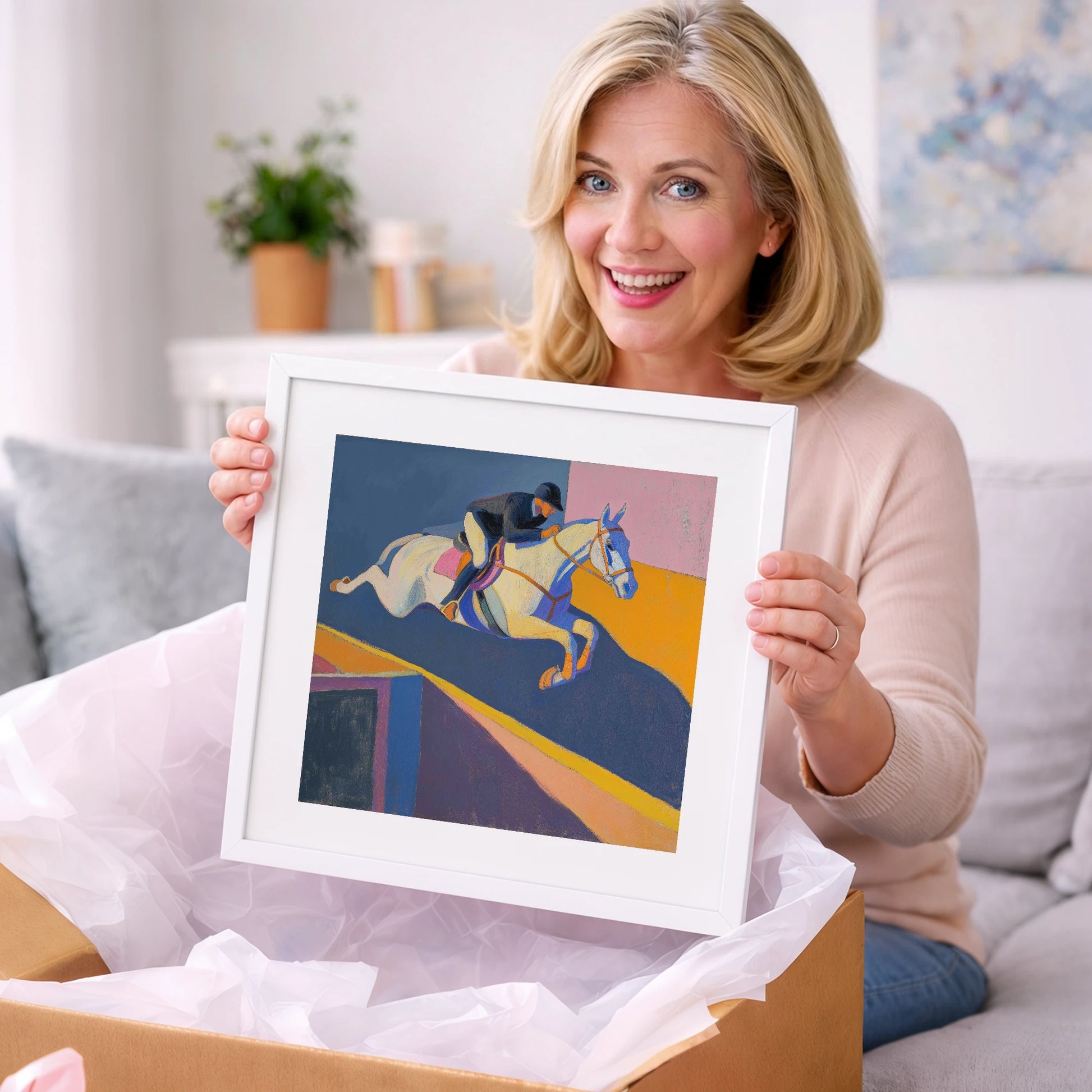 Bold Flight - show jumping horse art gift idea for horse lovers