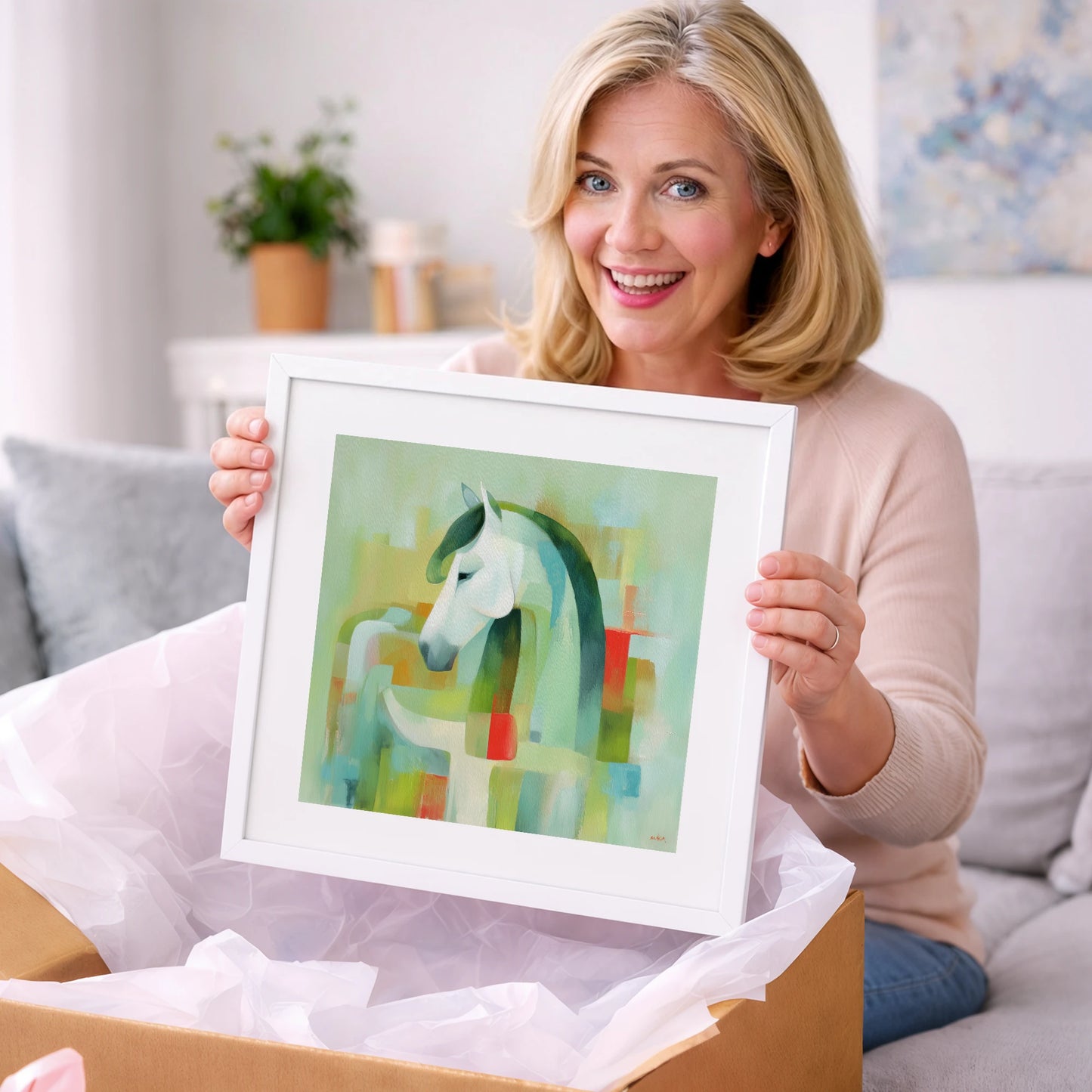 Modernist Mint Profile - horse breed art gift idea for horse lovers