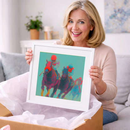 Electric Homestretch - racing horse art gift idea for horse lovers
