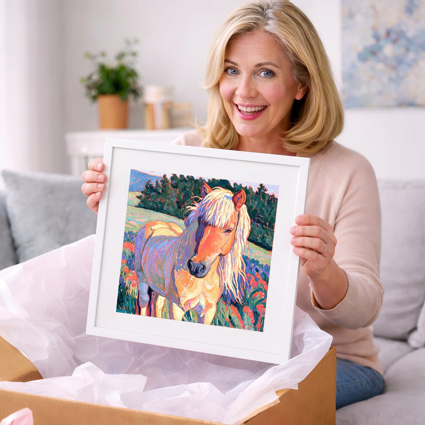 Vibrant Palomino Pony In Meadow - horse breed art gift idea for horse lovers