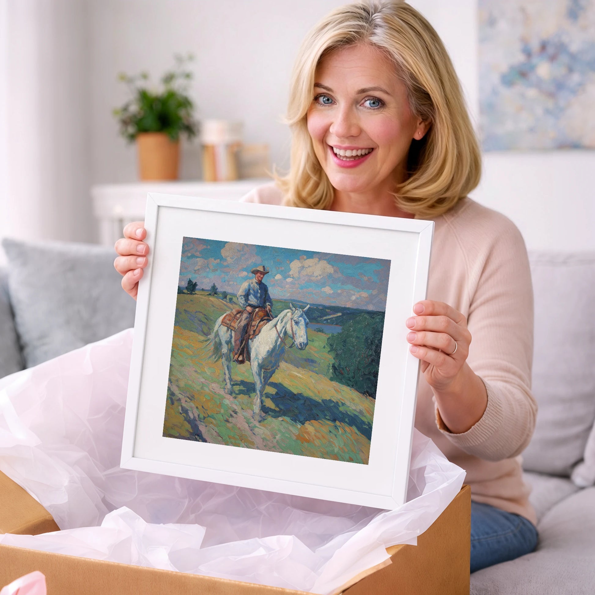 Riding the Ridge - western horse art gift idea for horse lovers