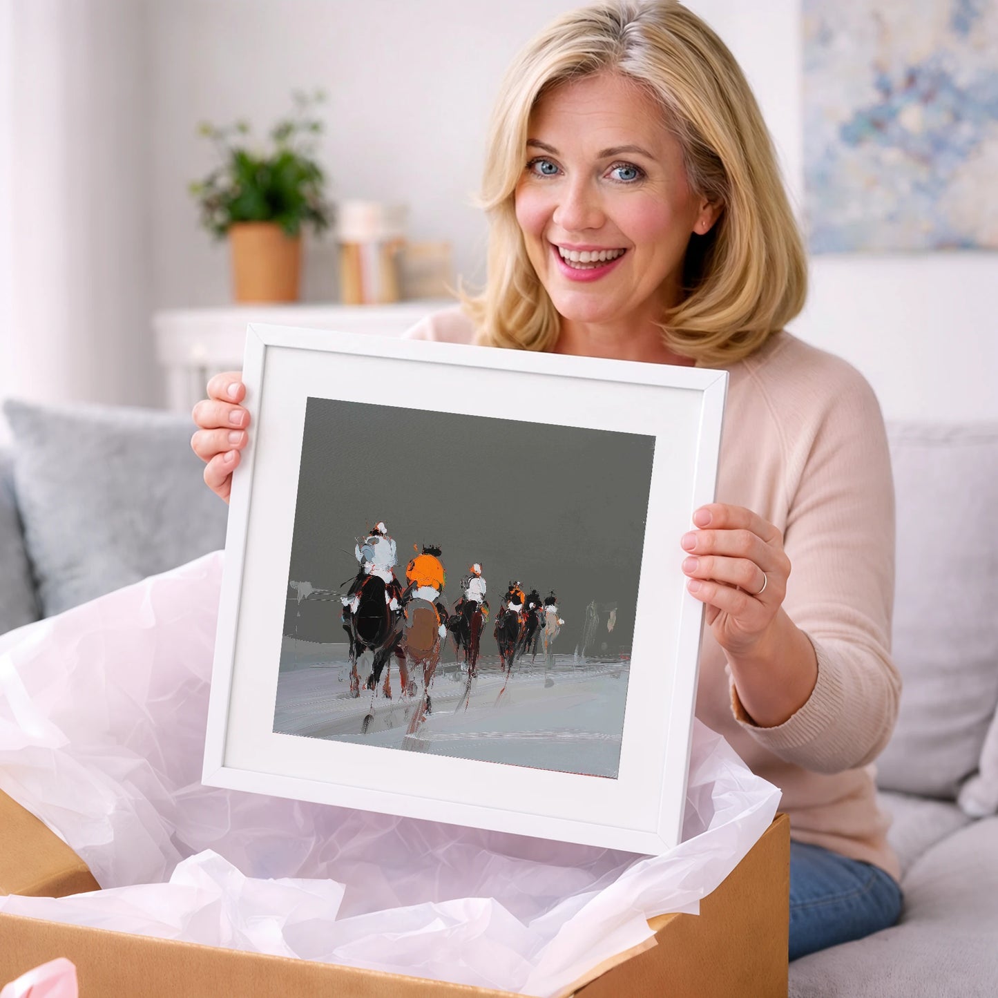 Through the Grey - racing horse art gift idea for horse lovers
