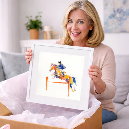 Vibrant Clear Round - show jumping horse art gift idea for horse lovers