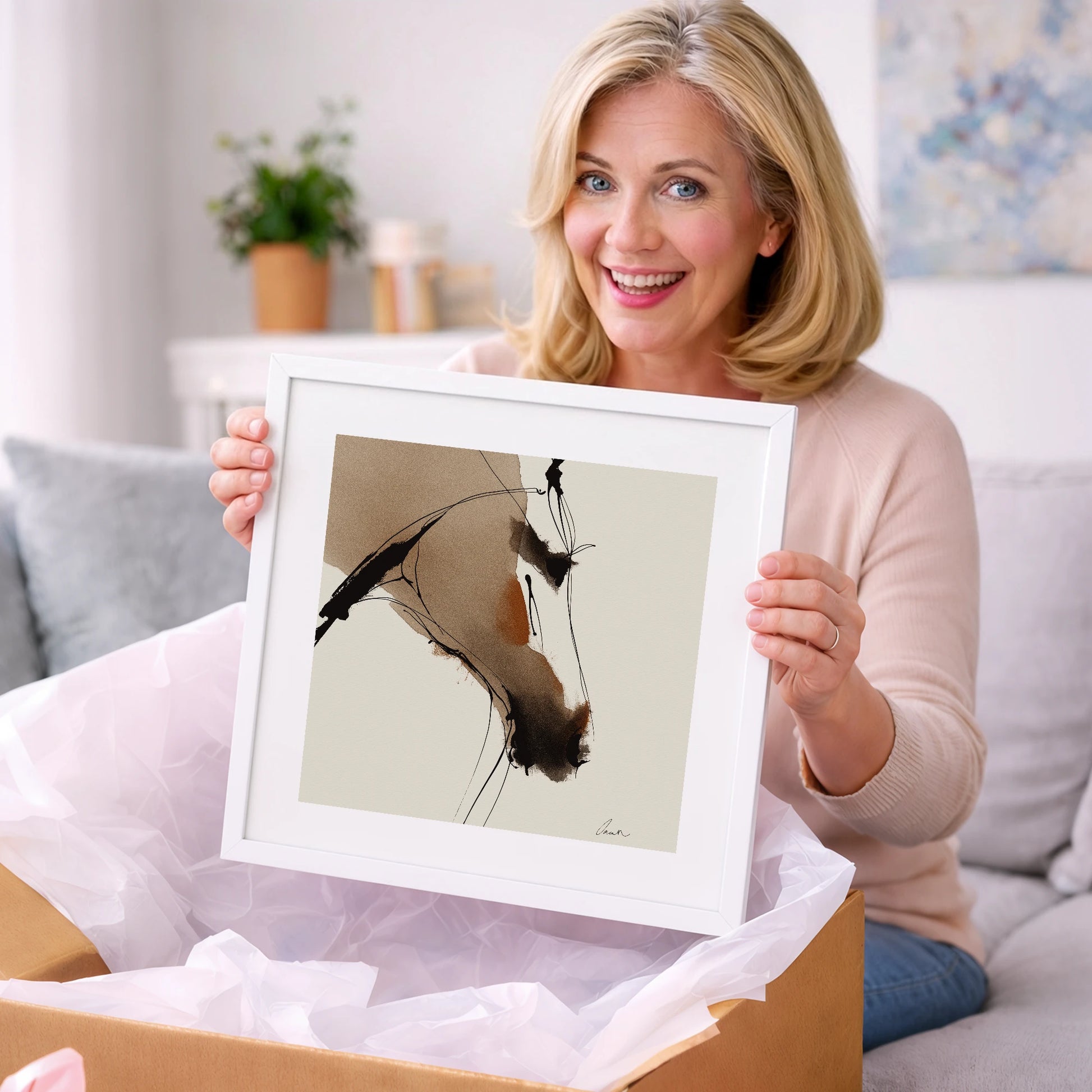Abstract Sepia Profile - horse portrait art gift idea for horse lovers