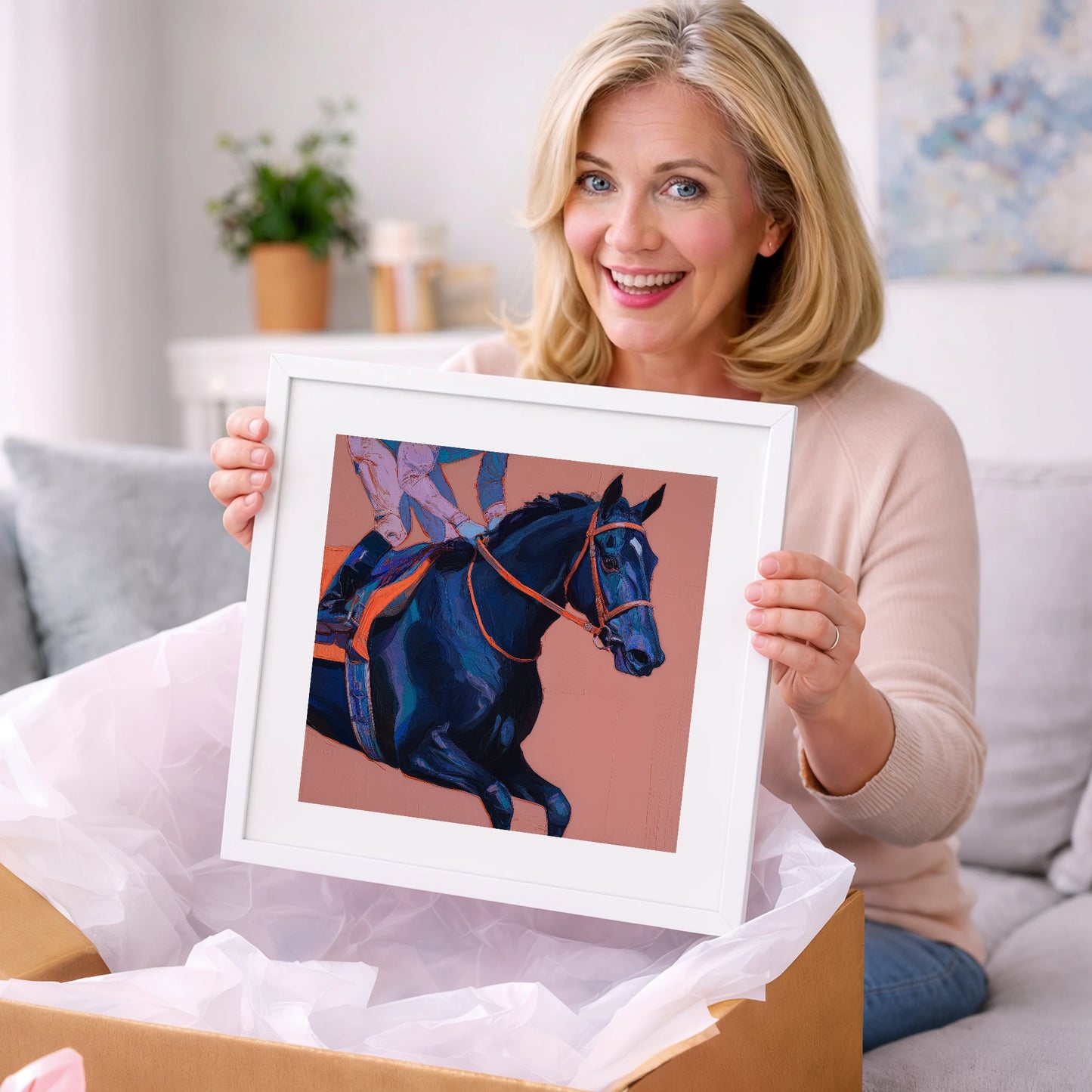 Indigo Rush - racing horse art gift idea for horse lovers