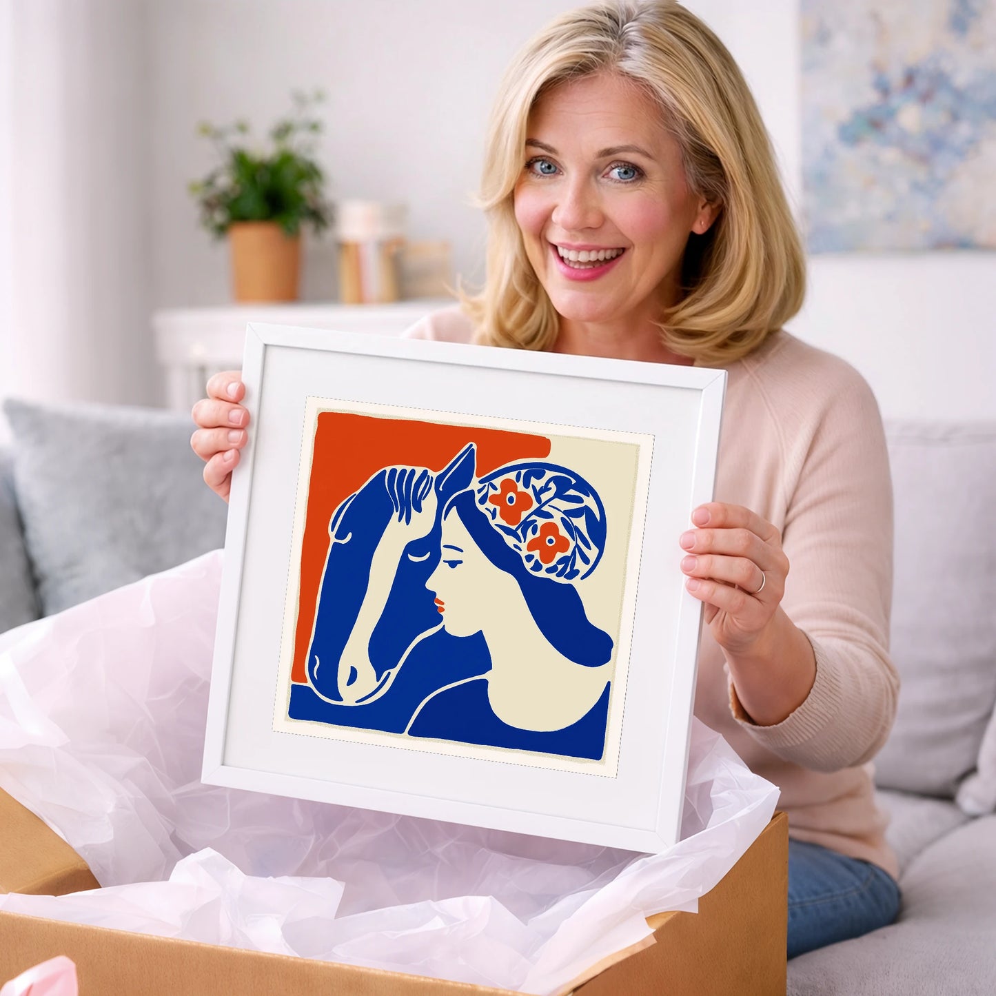 Cobalt Equine Bond - horse & rider art gift idea for horse lovers