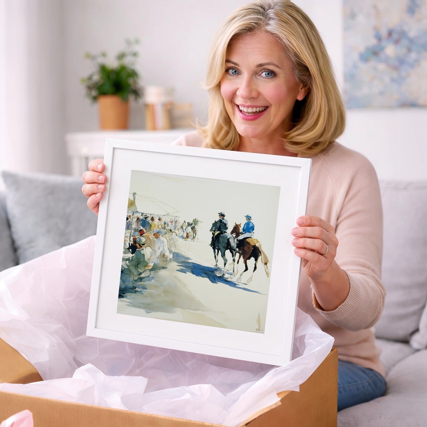 Leaving the Paddock - racing horse art gift idea for horse lovers