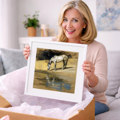 Quiet Waters Reflection - horse landscape art gift idea for horse lovers