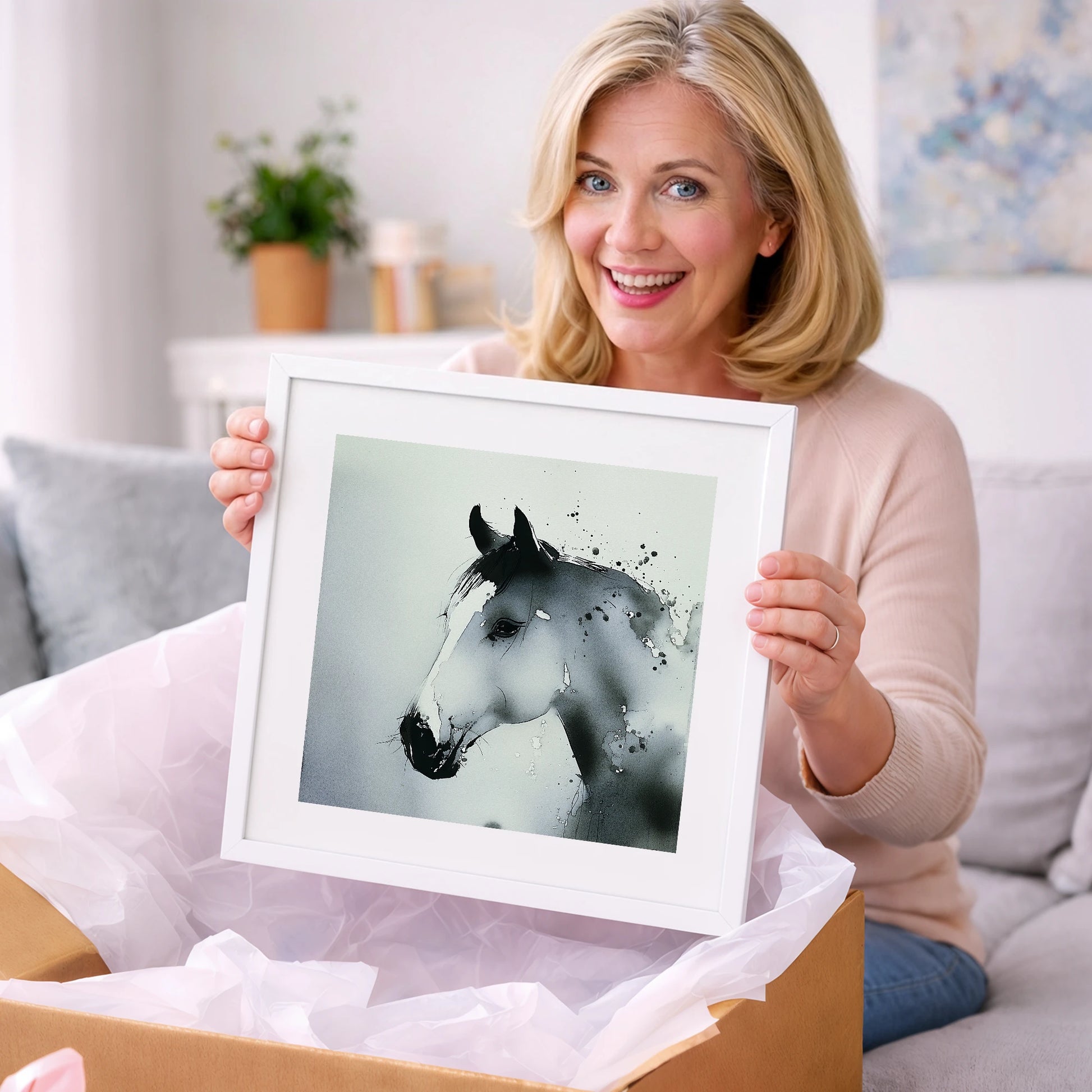 Atmospheric Grey Profile - horse portrait art gift idea for horse lovers
