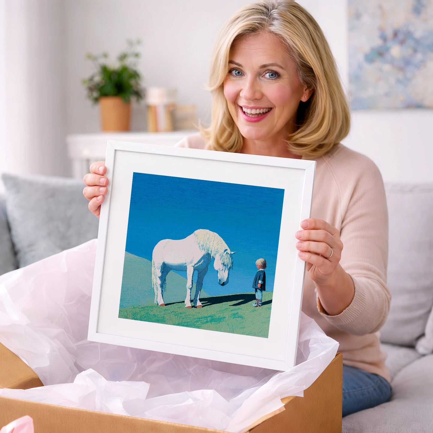 The Gentle Meeting - horse & rider art gift idea for horse lovers