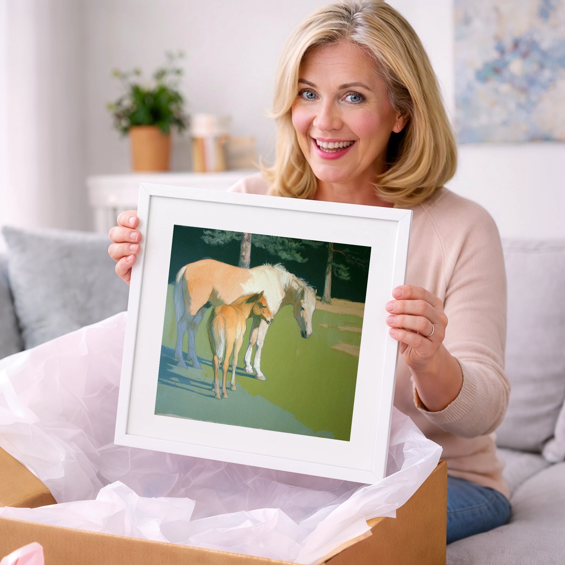 Quiet Pasture Shadows - horse landscape art gift idea for horse lovers