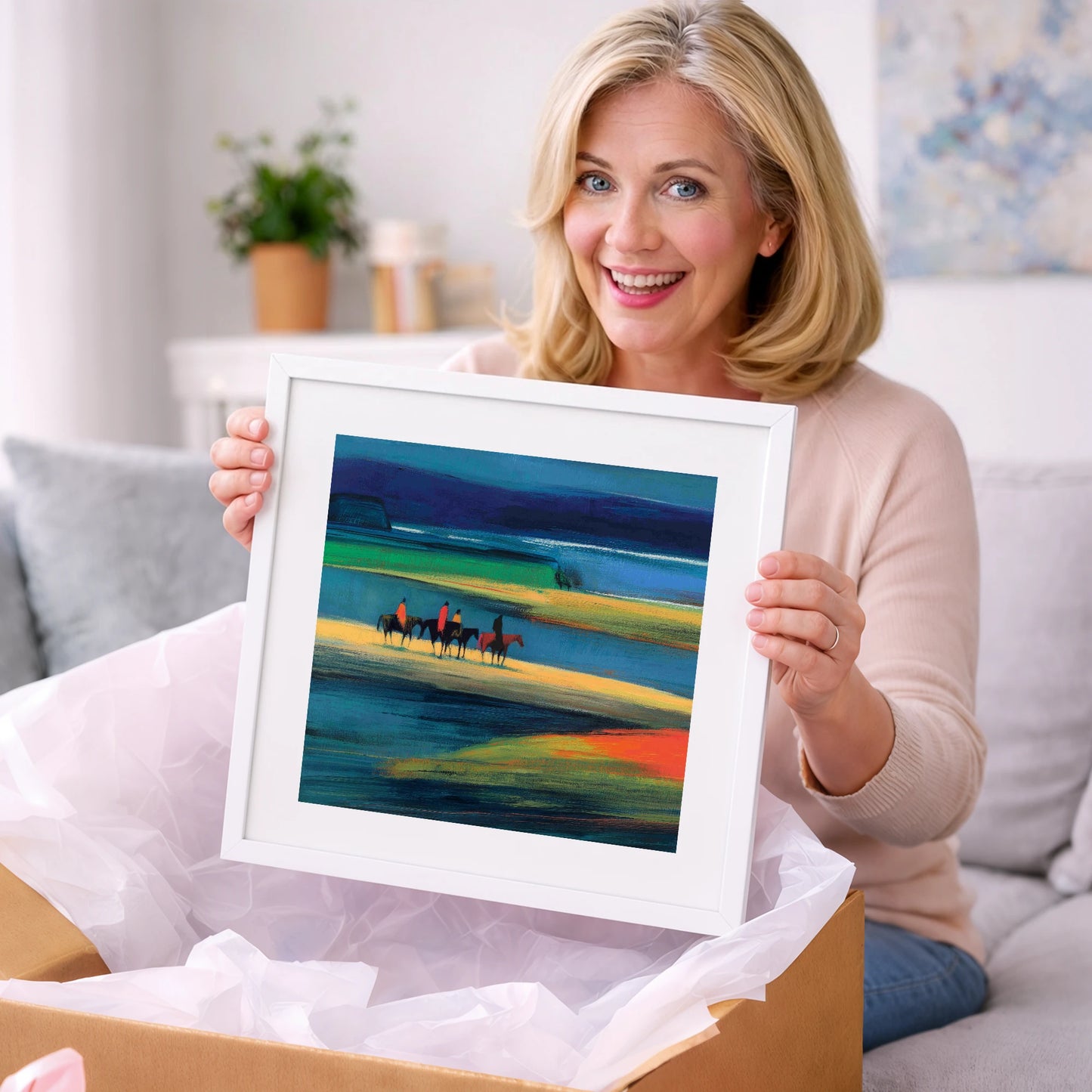 Riders on the Painted Tide - horse landscape art gift idea for horse lovers