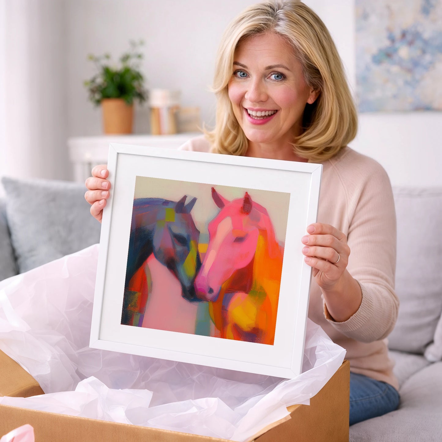 Vibrant Companions - horse portrait art gift idea for horse lovers