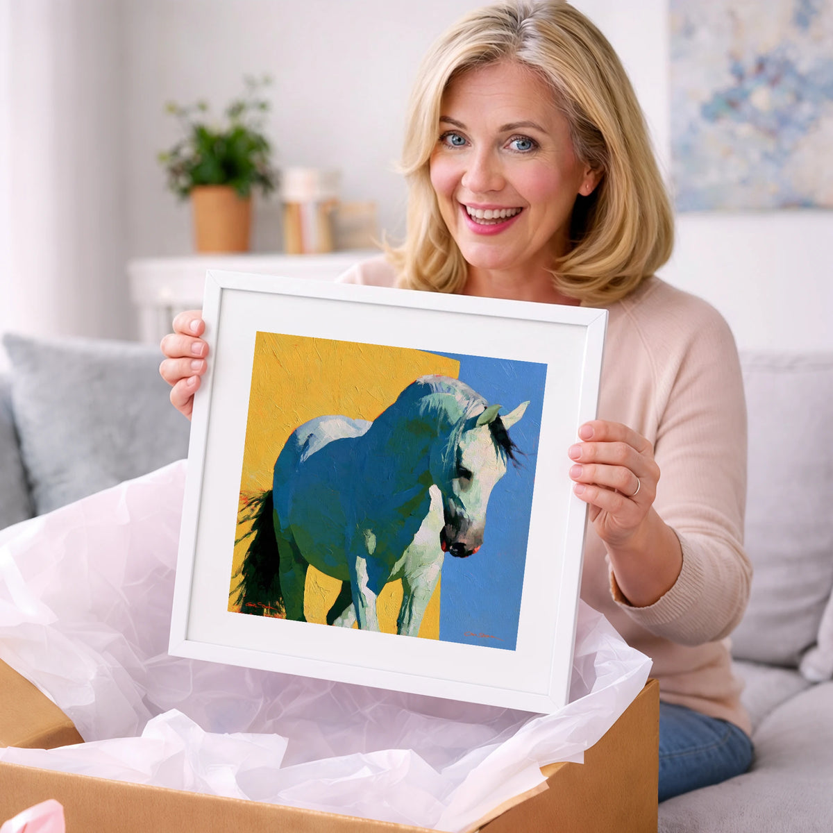 Grey Horse in Vibrant Light - horse breed art gift idea for horse lovers