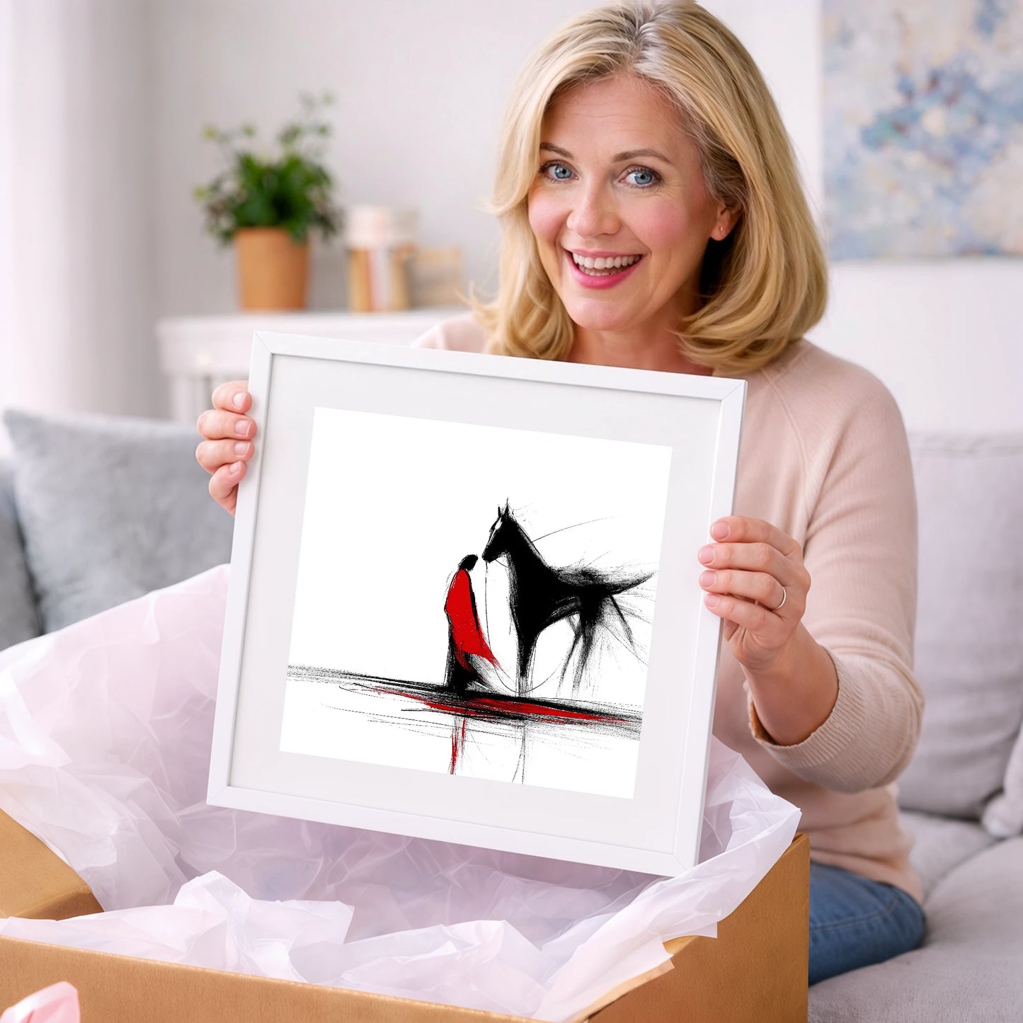 Crimson Connection - horse & rider art gift idea for horse lovers
