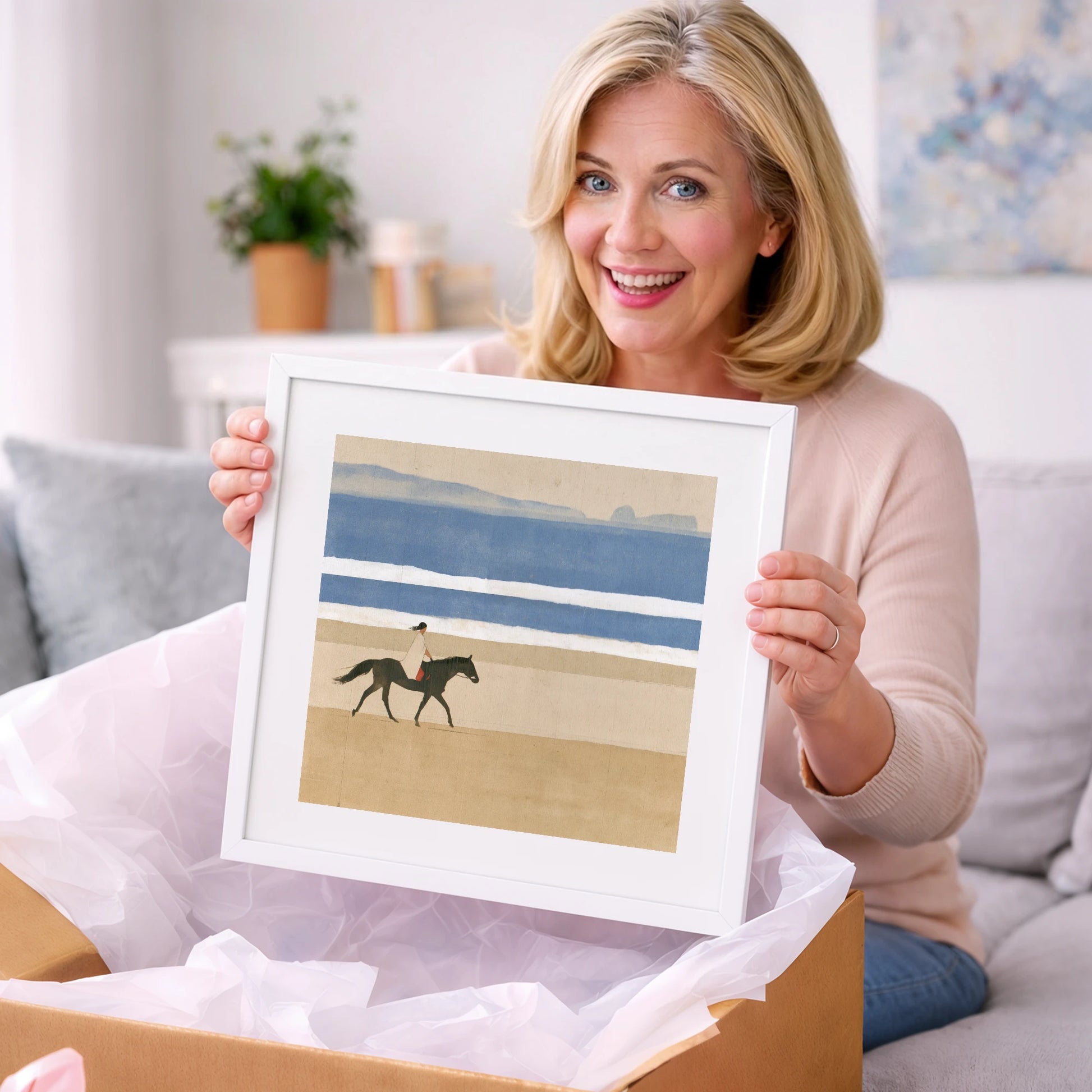 Tranquil Coastal Ride - beach horse art gift idea for horse lovers