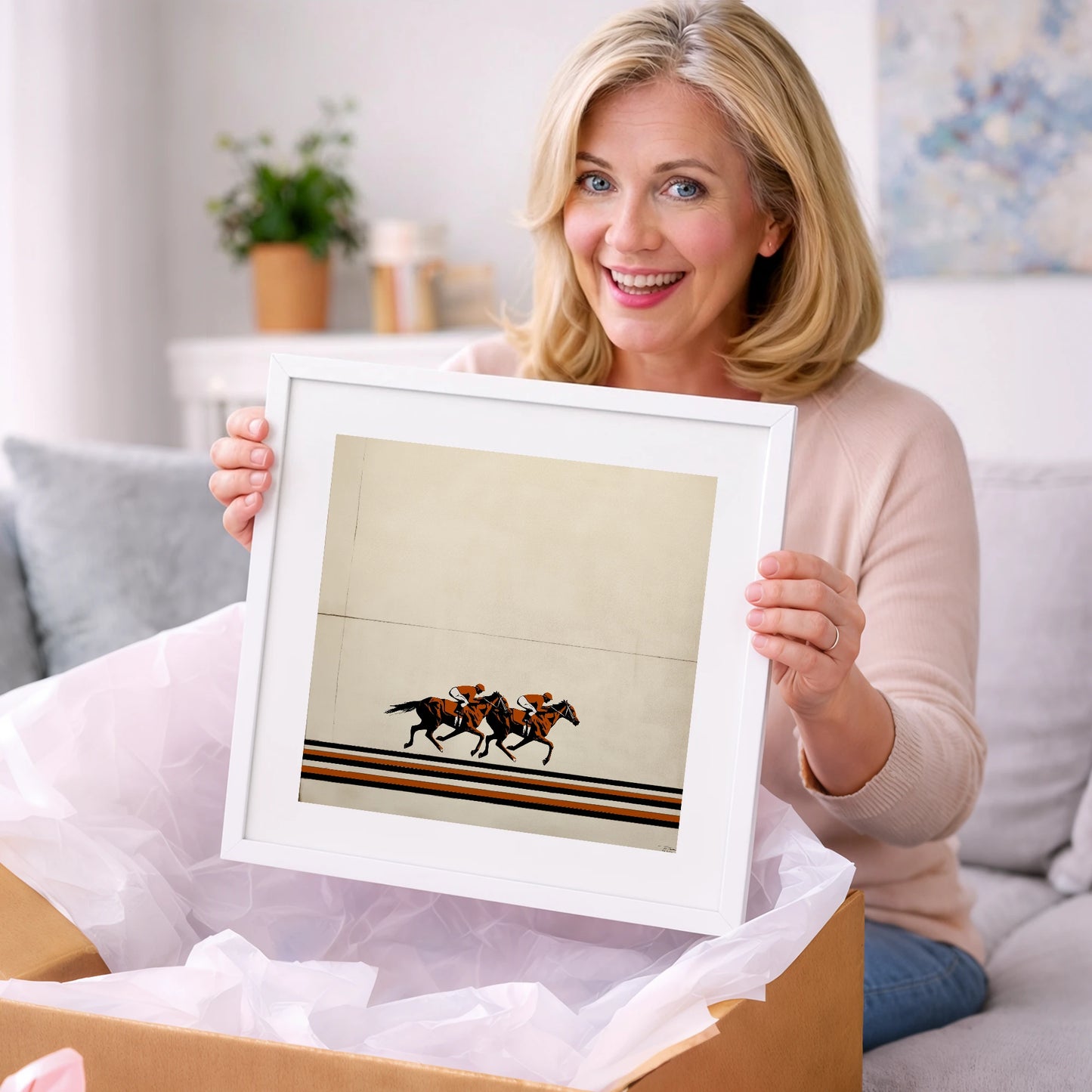 Stride for Stride - racing horse art gift idea for horse lovers