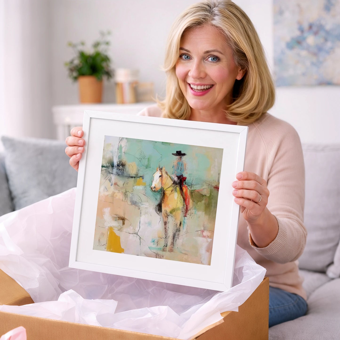 Painted Western Silhouette - western horse art gift idea for horse lovers