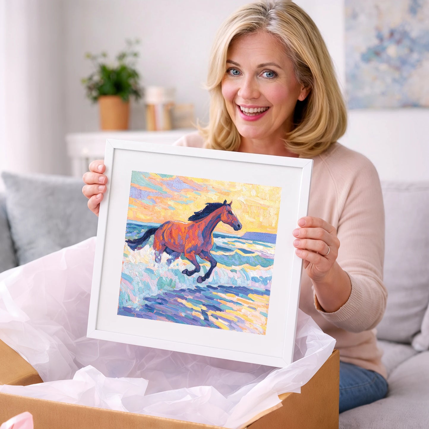 Painted Tide Canter - beach horse art gift idea for horse lovers
