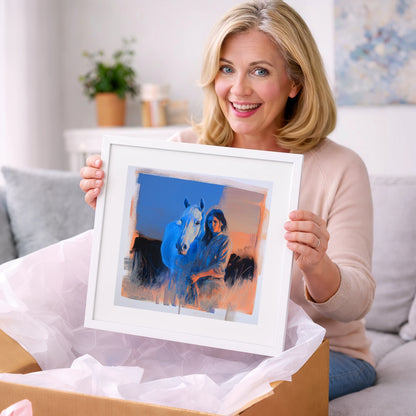 The Silent Connection - horse & rider art gift idea for horse lovers