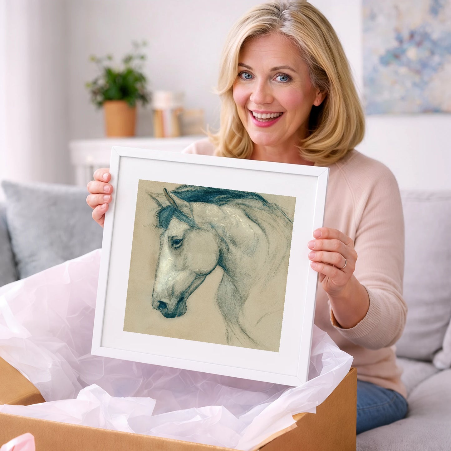 Quiet Grey Profile - horse portrait art gift idea for horse lovers