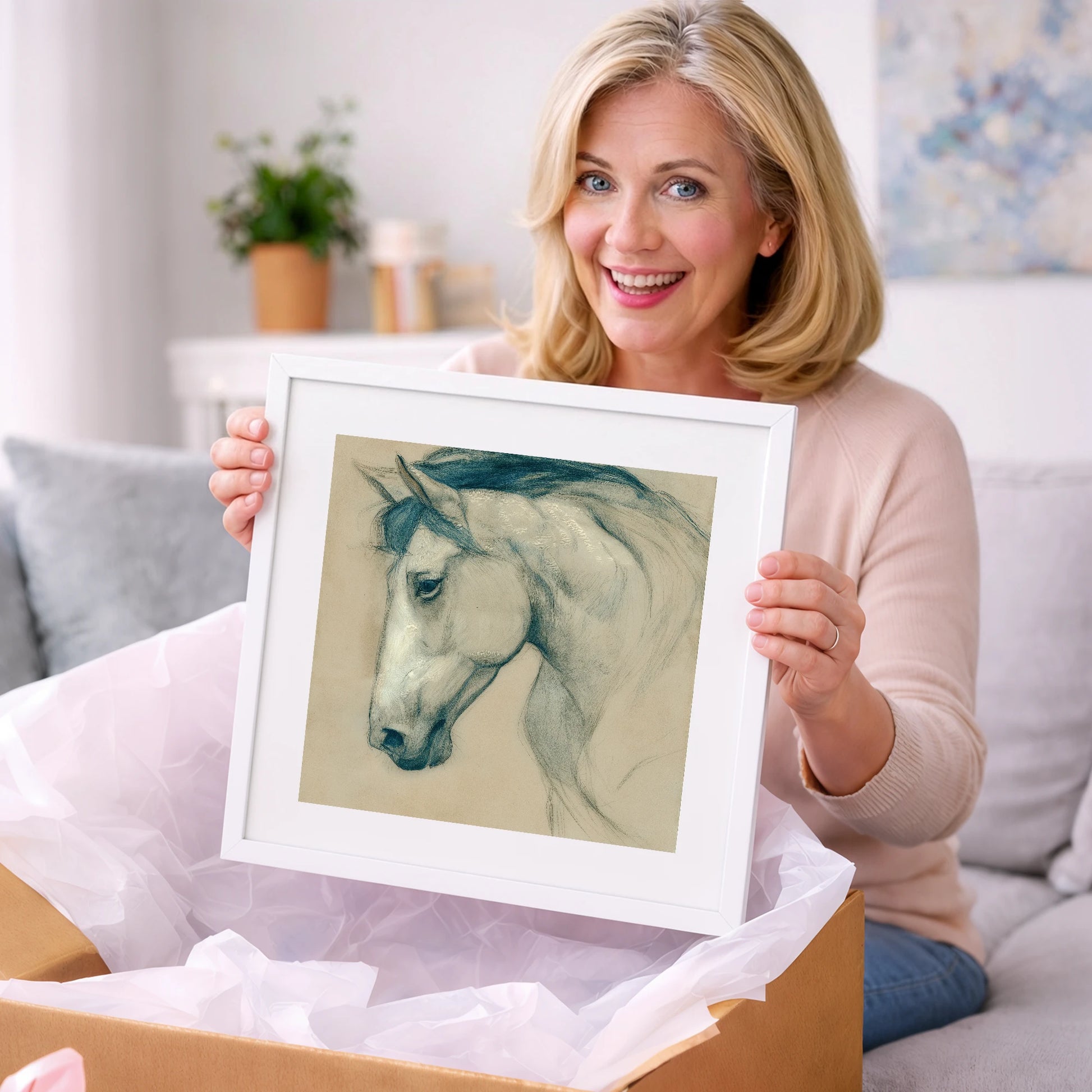 Quiet Grey Profile - horse portrait art gift idea for horse lovers