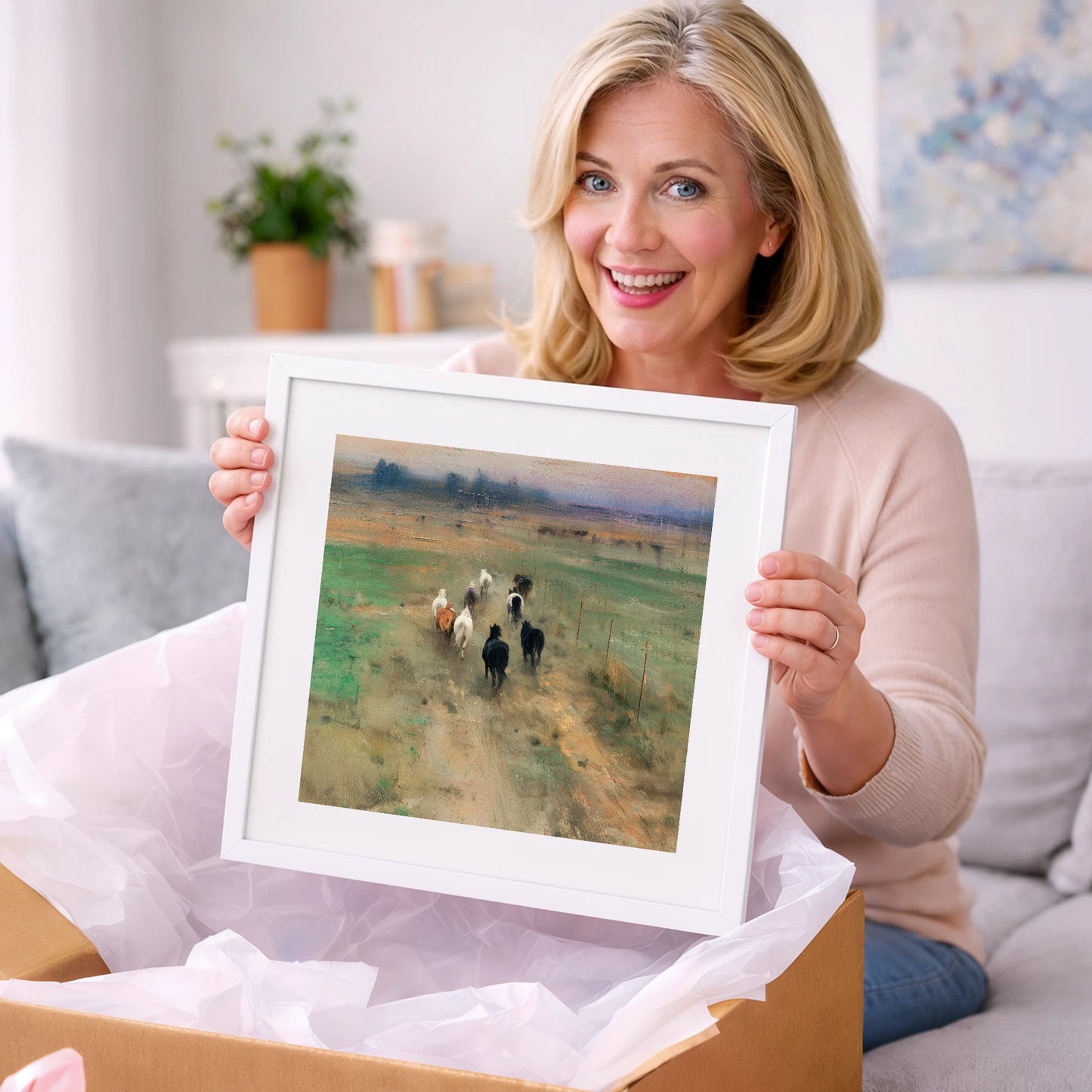 Heading for the Horizon - wild horses art gift idea for horse lovers