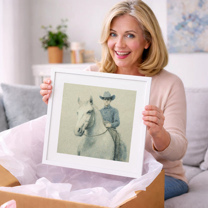 Slate Blue Stockman - western horse art gift idea for horse lovers