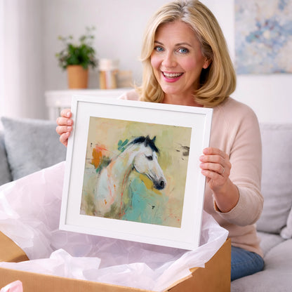 Gestural Grey Portrait - horse portrait art gift idea for horse lovers