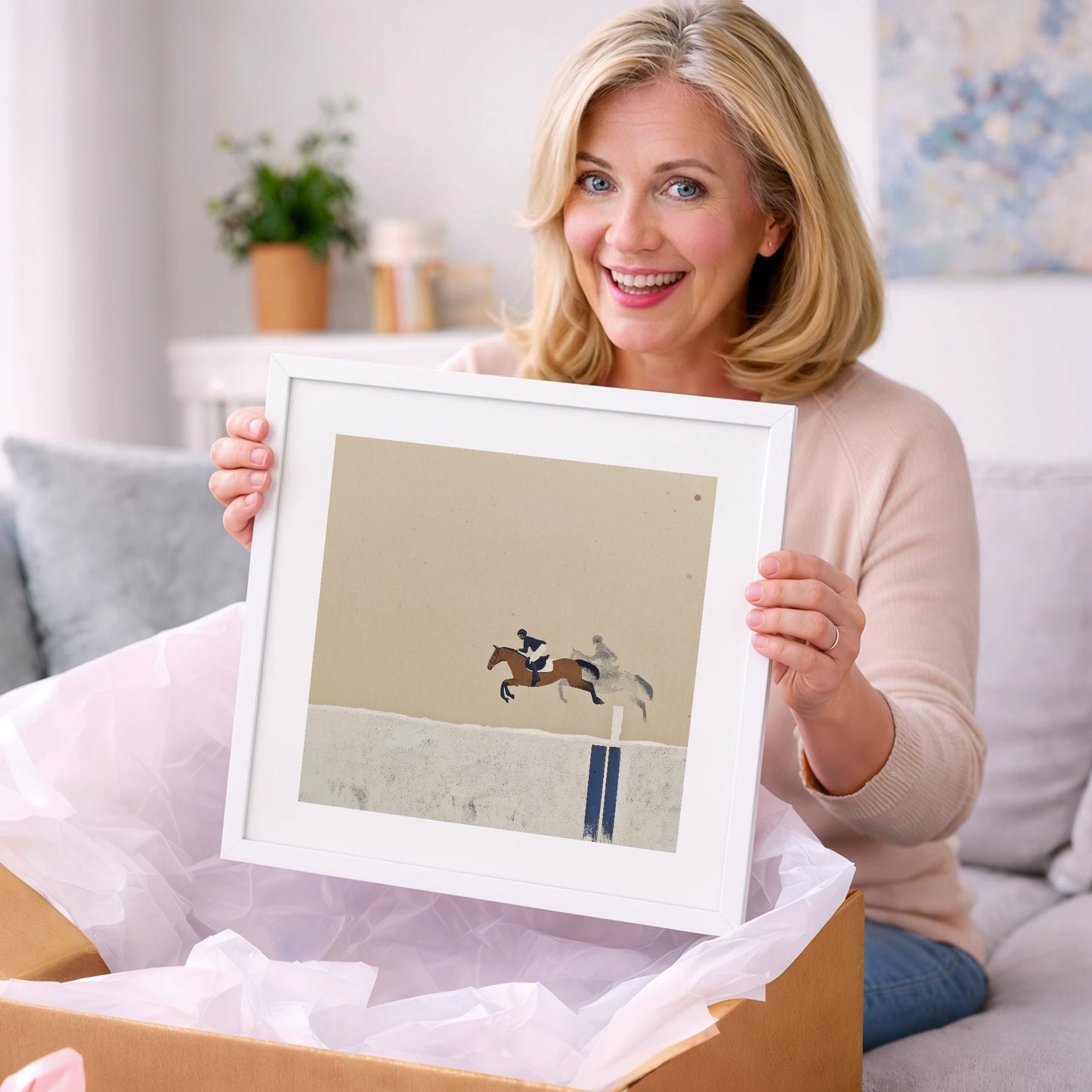 Suspended in Flight - show jumping horse art gift idea for horse lovers