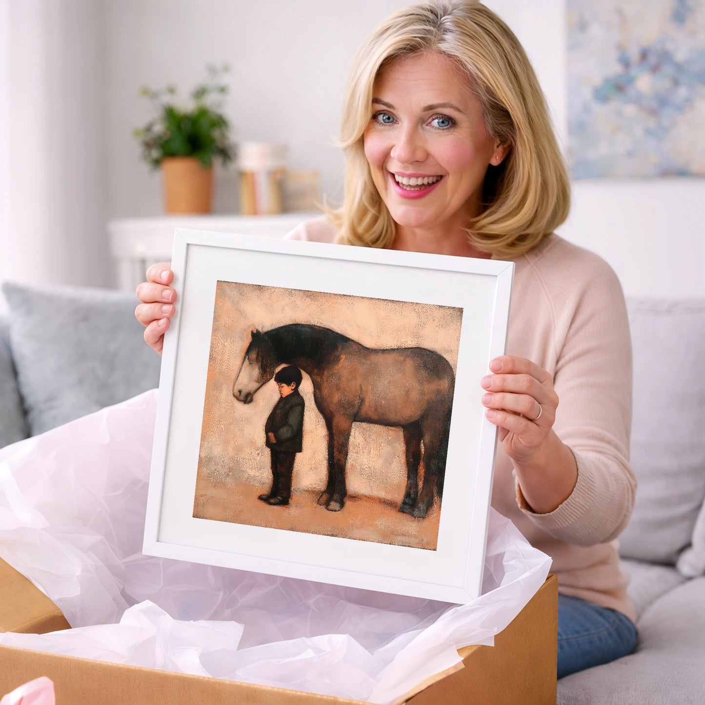 A Quiet Understanding - horse & rider art gift idea for horse lovers