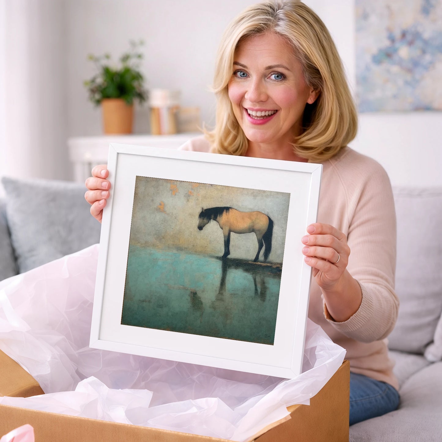 Tranquil Waters Reflection - horse landscape art gift idea for horse lovers