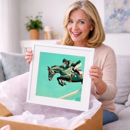Mid-Air Mastery - show jumping horse art gift idea for horse lovers