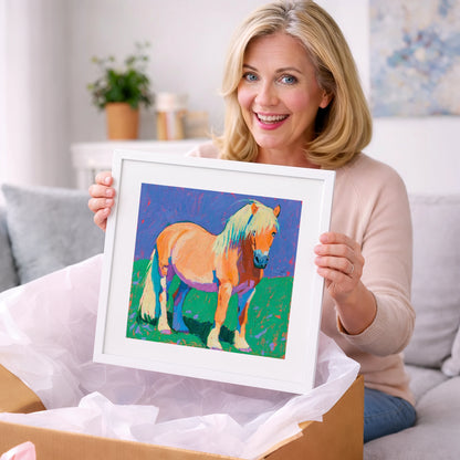 Vibrant Chestnut Pony Portrait - horse breed art gift idea for horse lovers