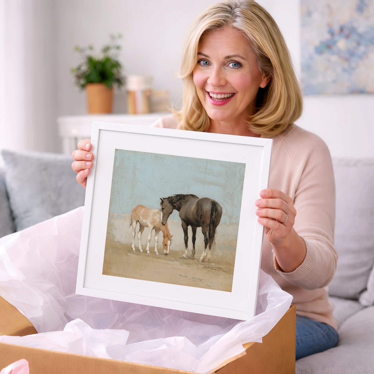 The Quiet Bond - mare & foal art gift idea for horse lovers