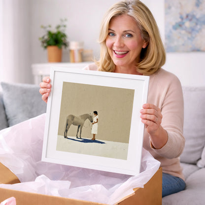 The Quiet Exchange - horse & rider art gift idea for horse lovers
