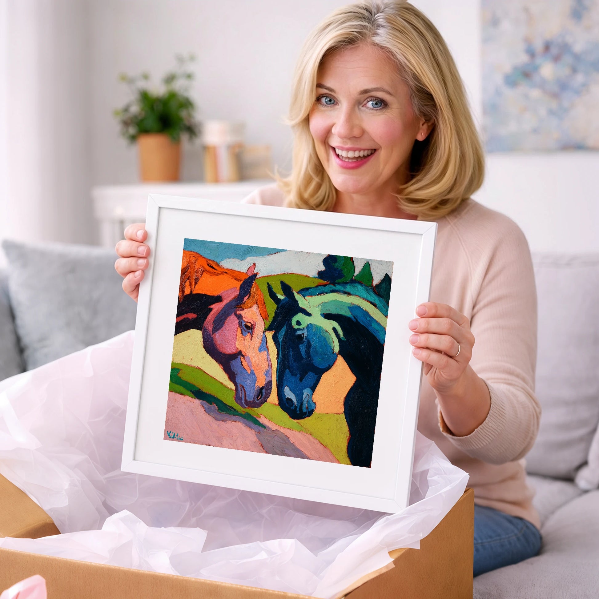 Vibrant Equine Connection - horse portrait art gift idea for horse lovers
