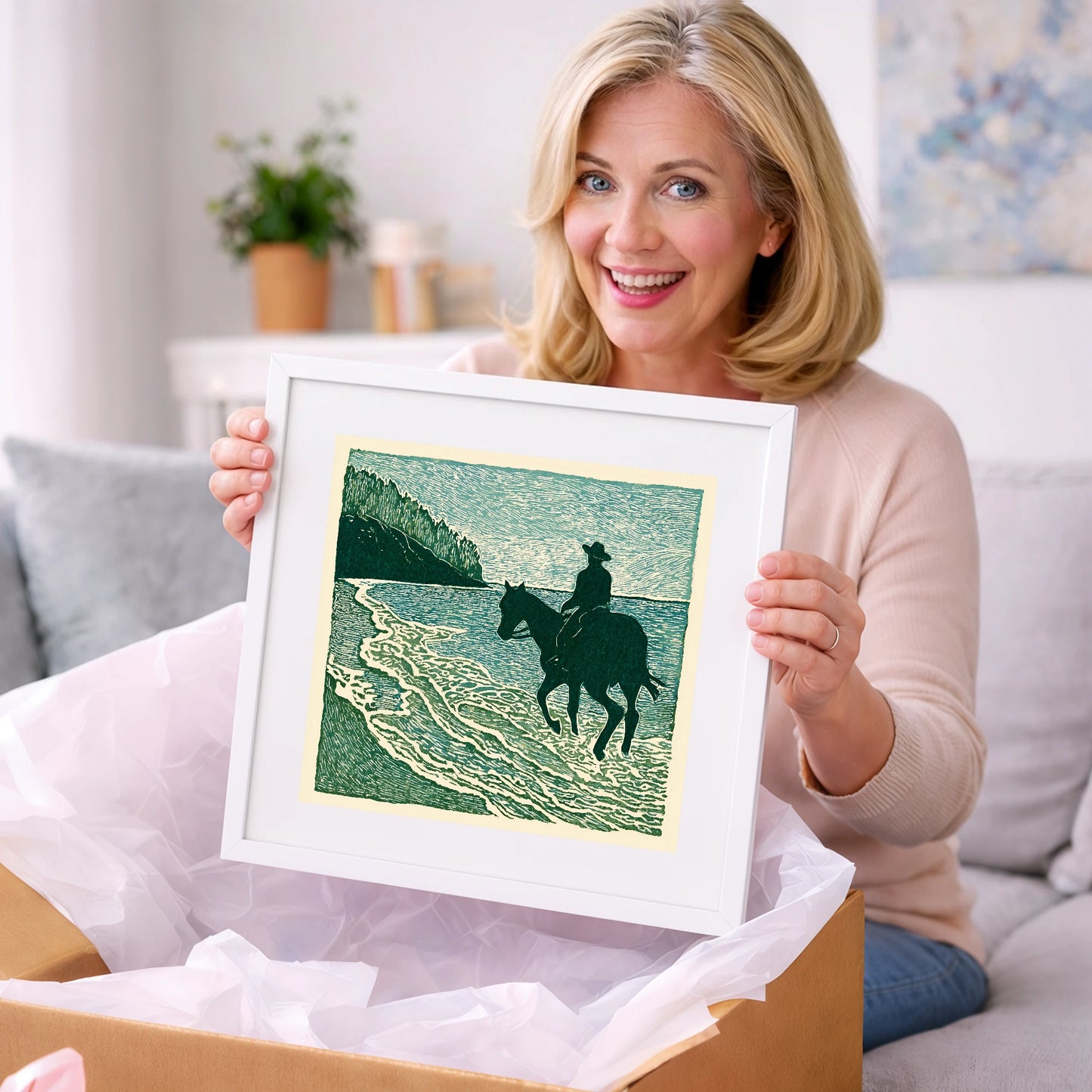 Edge of the Tide - beach horse art gift idea for horse lovers