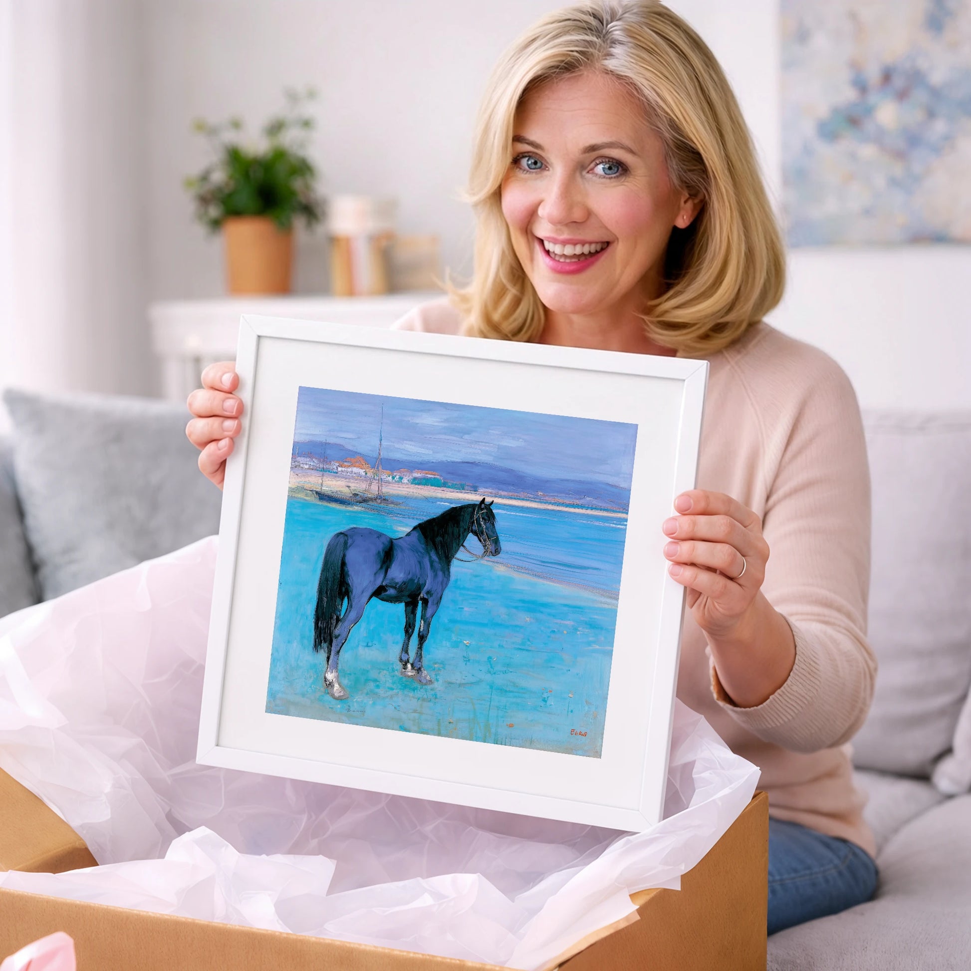 Azure Coast Equine - horse landscape art gift idea for horse lovers
