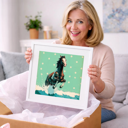 Graphic Ocean Surge - beach horse art gift idea for horse lovers