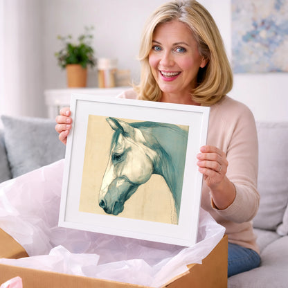 Teal Wash Portrait - horse portrait art gift idea for horse lovers