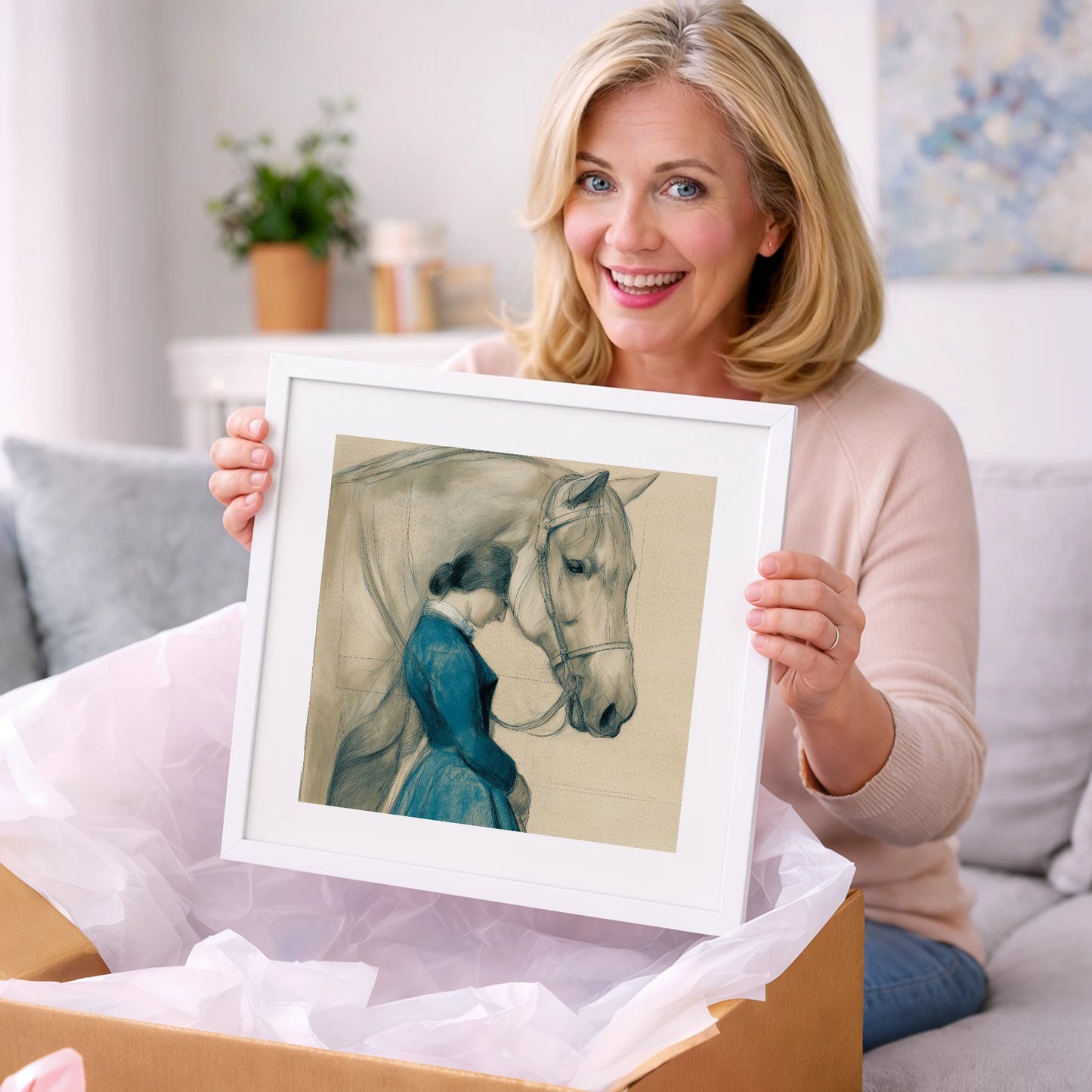 Solace in Stillness - horse & rider art gift idea for horse lovers