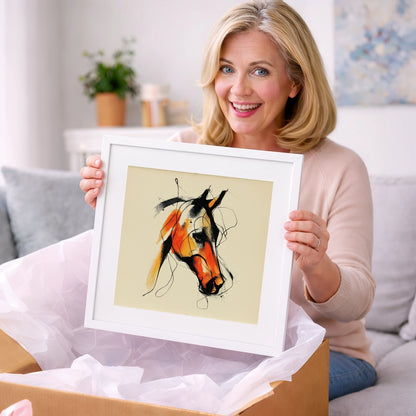 Vivid Amber Equine - horse portrait art gift idea for horse lovers
